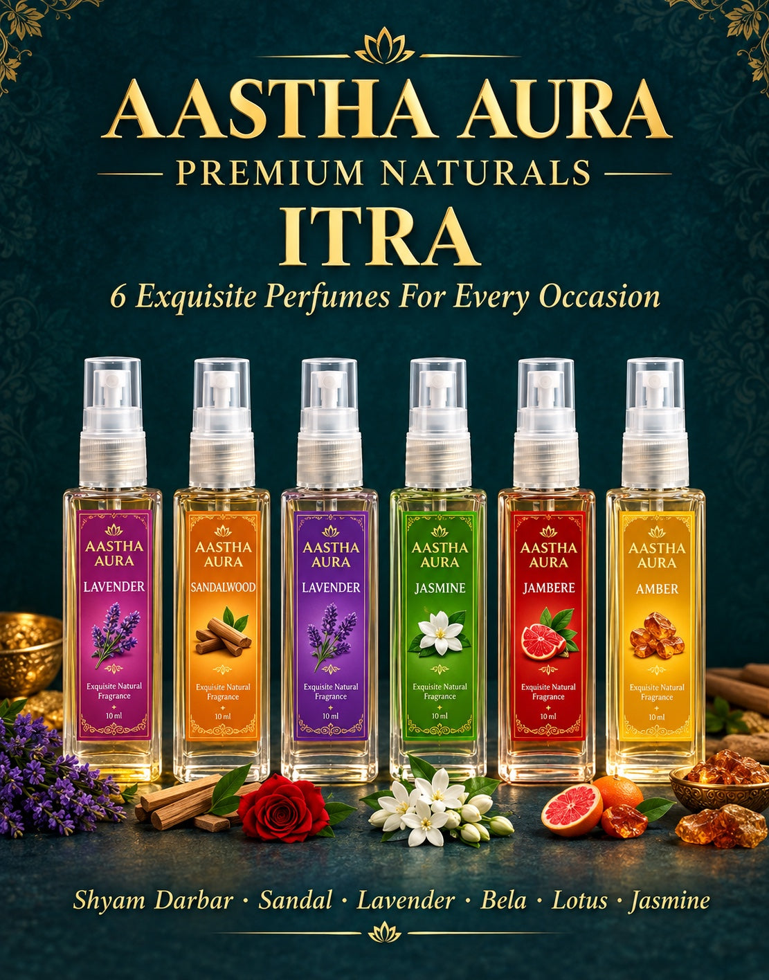 Aastha Aura Premium Itra – 6 Exquisite Fragrances Collection